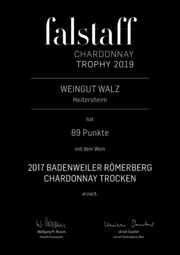 falstaff Chardonnay Trophy 2019 Urkunde Weingut Josef Walz